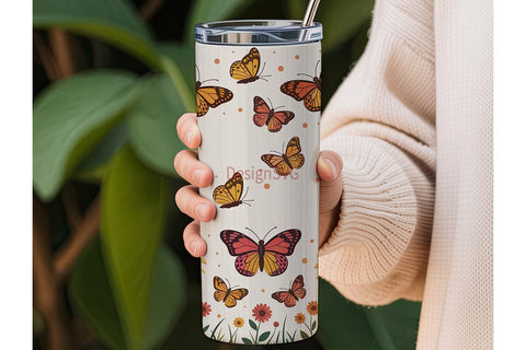Sunflower Butterfly 20oz Tumbler Wrap Sublimation DesignSVG 