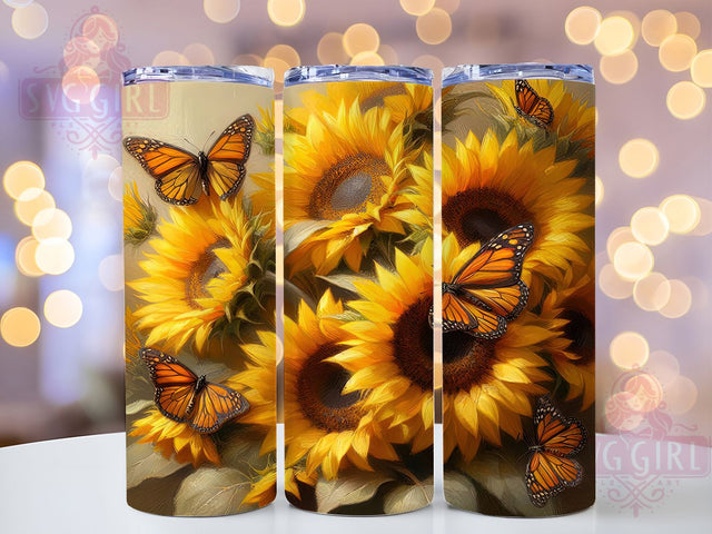 Sunflower & Butterfly Floral Tumbler, Butterfly Sublimation Wrap, 20Oz Tumbler Design, Floral Butterfly Drinkware, Sunflower Butterfly Cup Wrap, Summer Floral Tumbler, Garden Inspired Sublimation Sublimation SvggirlplusArt 