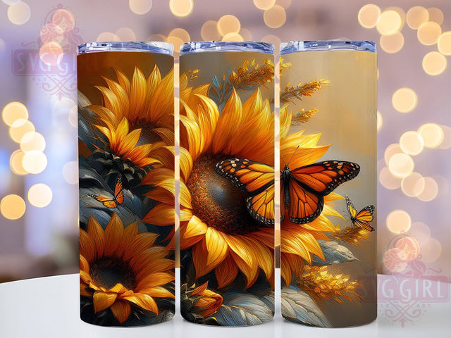 Sunflower & Butterfly Floral Tumbler, Butterfly Sublimation Wrap, 20Oz Tumbler Design, Floral Butterfly Drinkware, Sunflower Butterfly Cup Wrap, Summer Floral Tumbler, Garden Inspired Sublimation Sublimation SvggirlplusArt 