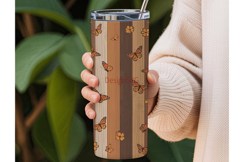Sunflower Butterfly Rustic 20oz Tumbler Sublimation DesignSVG 