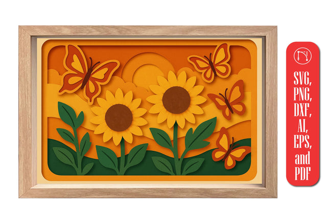 Sunflower & Butterfly Shadow Box SVG SVG MD JOYNAL ABDIN 