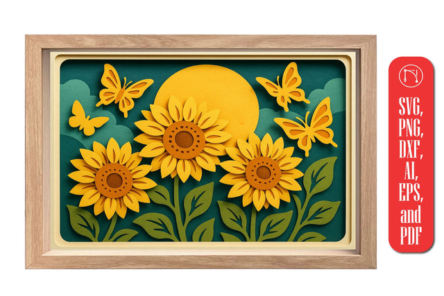 Sunflower & Butterfly Shadow Box SVG SVG MD JOYNAL ABDIN 