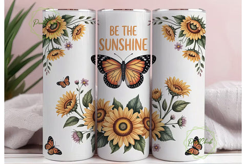 Sunflower Butterfly Tumbler Wrap Sublimation PixelChick 