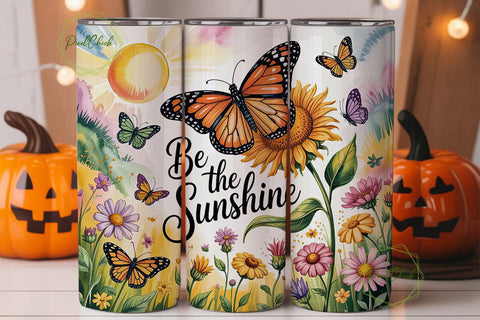 Sunflower Butterfly Tumbler Wrap Sublimation PixelChick 
