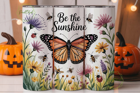 Sunflower Butterfly Tumbler Wrap Sublimation PixelChick 