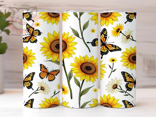 Sunflower Butterfly Tumbler Wrap, Sunflower Tumbler, Butterfly Design, Spring Decor, 20oz Tumbler Wrap, Sublimation Art, Floral Drinkware, Nature Lover Gift Sublimation Lara' s Designs 