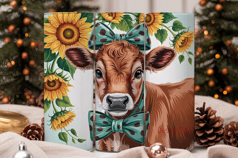 Sunflower Calf 20oz Tumbler Wrap Sublimation DesignSVG 