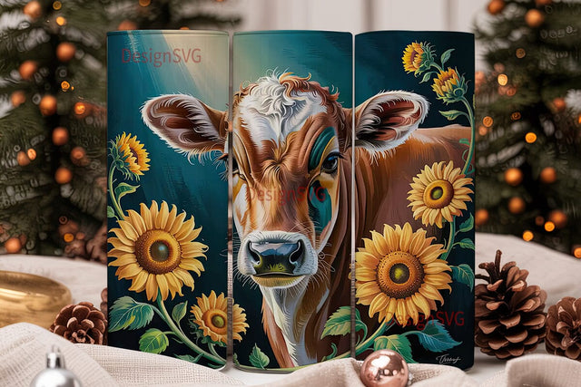 Sunflower Calf 20oz Tumbler Wrap Sublimation DesignSVG 