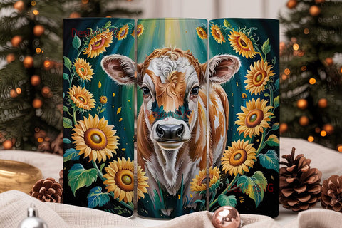 Sunflower Calf 20oz Tumbler Wrap Sublimation DesignSVG 
