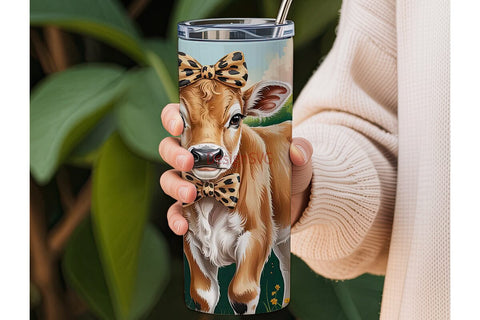 Sunflower Calf 20oz Tumbler Wrap Sublimation DesignSVG 