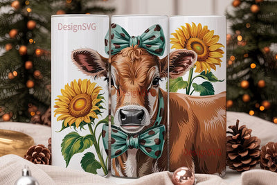 Sunflower Calf 20oz Tumbler Wrap Sublimation DesignSVG 