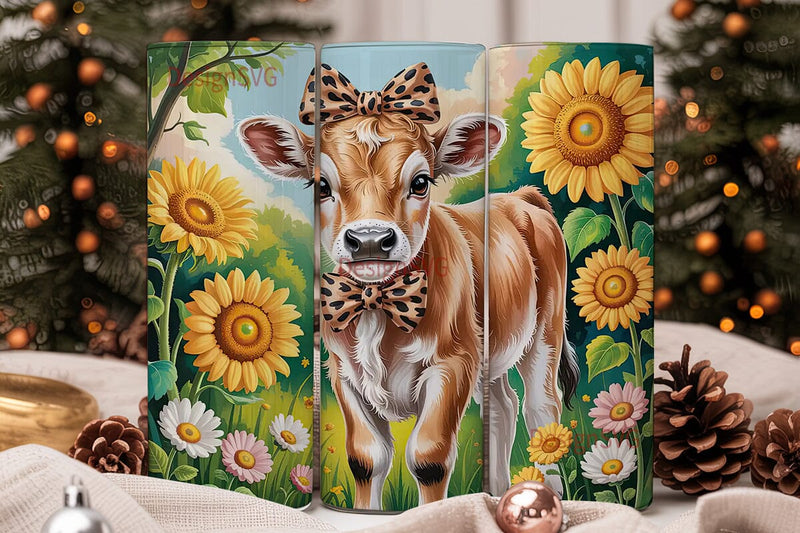 Sunflower Calf 20oz Tumbler Wrap Sublimation DesignSVG 