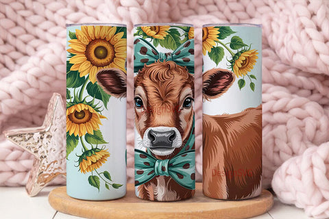 Sunflower Calf 20oz Tumbler Wrap Sublimation DesignSVG 