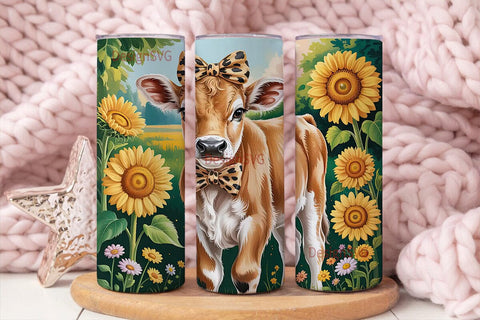 Sunflower Calf 20oz Tumbler Wrap Sublimation DesignSVG 