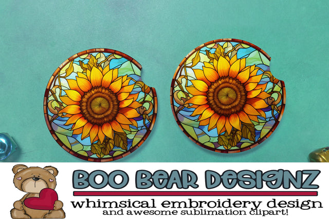 Sunflower Car Coaster Sublimation Sublimation Boo Bear Designz 