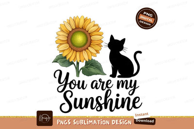 Sunflower Cat Silhouette Sunshine Sublimation Design Sublimation Designangry 