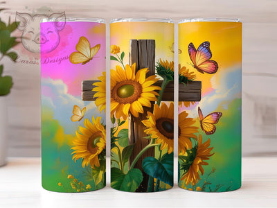 Sunflower Christian Faith Tumbler, Sunflower Faith, Faith Tumbler, Religious Sublimation, 20Oz Wrap Design, Christian Art, Sunflower Tumbler Sublimation Lara' s Designs 