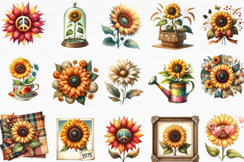 Sunflower Clipart Bundle Sublimation SVGista 