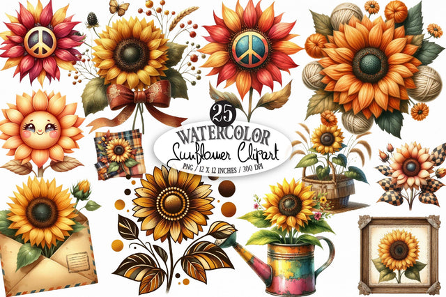 Sunflower Clipart Bundle Sublimation SVGista 