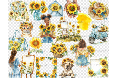 Sunflower Clipart Bundle | Summer Graphics PNG Set SVG GlamArtZhanna 