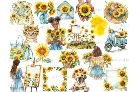 Sunflower Clipart Bundle | Summer Graphics PNG Set SVG GlamArtZhanna 