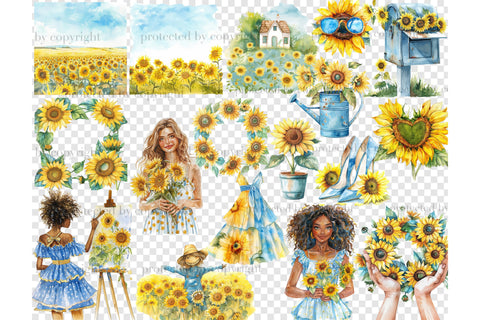 Sunflower Clipart Bundle | Summer Graphics PNG Set SVG GlamArtZhanna 