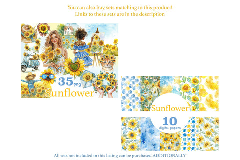 Sunflower Clipart Bundle | Summer Graphics PNG Set SVG GlamArtZhanna 