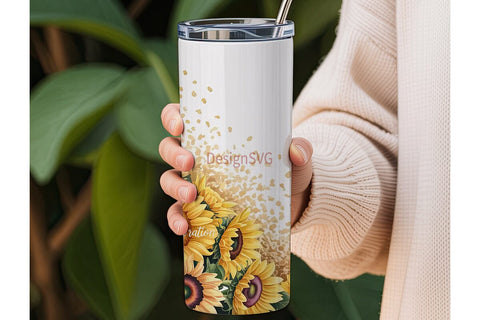 Sunflower Confetti 20oz Tumbler Wrap Sublimation DesignSVG 