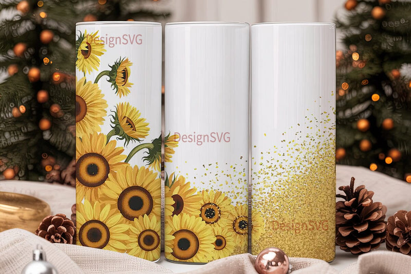 Sunflower Confetti 20oz Tumbler Wrap Sublimation DesignSVG 