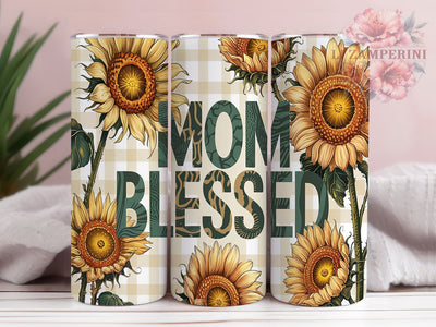 Sunflower Country Style Blessed Mom Tumbler, Sunflower Gingham PNG, 20oz Sublimation Design, Yellow Floral Mom Tumbler, Country Style Tumbler Wrap, Mother's Day Sunflower Design Sublimation Li Zamperini 