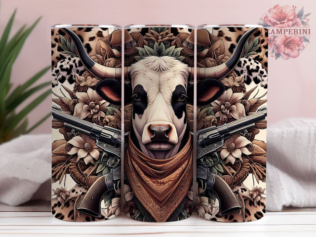 Sunflower Cow 20oz Sublimation Tumbler, Western Leopard, Instant Digital Download PNG, Straight & Tapered Tumbler Wrap PNG Sublimation Li Zamperini 