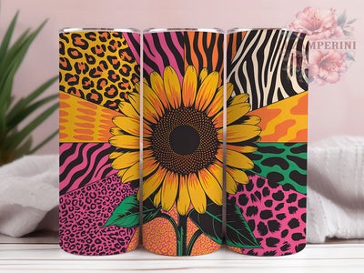 Sunflower Cow Leopard 20oz Tumbler, Animal Print Tumbler, Sublimation Wrap, 20oz Tumbler Design, Farmhouse Gift, PNG Tumbler Wrap, Rustic Floral Sublimation Li Zamperini 