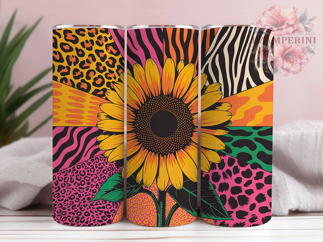 Sunflower Cow Leopard 20oz Tumbler, Animal Print Tumbler, Sublimation Wrap, 20oz Tumbler Design, Farmhouse Gift, PNG Tumbler Wrap, Rustic Floral Sublimation Li Zamperini 