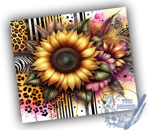 Sunflower Cow Print 20oz Skinny Tumbler, Western Mama Tumbler Png, Straight & Tapered Tumbler Wrap, Instant Digital Download Sublimation ToriDesigns 