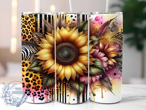 Sunflower Cow Print 20oz Skinny Tumbler, Western Mama Tumbler Png, Straight & Tapered Tumbler Wrap, Instant Digital Download Sublimation ToriDesigns 