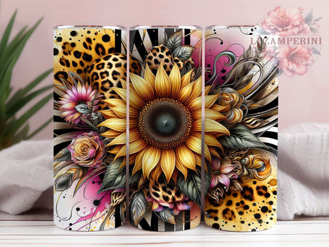 Sunflower Cow Print 20oz Tumbler Wrap PNG, Western Mama Tumbler Png, Straight & Tapered Tumbler Wrap, Instant Digital Download Sublimation Li Zamperini 