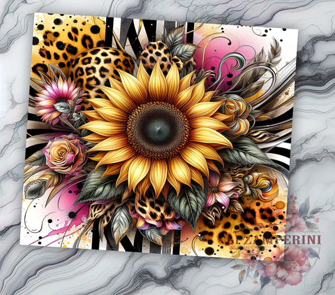 Sunflower Cow Print 20oz Tumbler Wrap PNG, Western Mama Tumbler Png, Straight & Tapered Tumbler Wrap, Instant Digital Download Sublimation Li Zamperini 