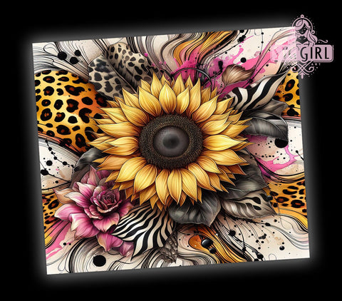 Sunflower Cow Print 20oz Tumbler Wrap Sublimation Design, Straight Tapered Tumbler Wrap, Western Mama Tumbler Png, Instant Digital Download Sublimation SvggirlplusArt 