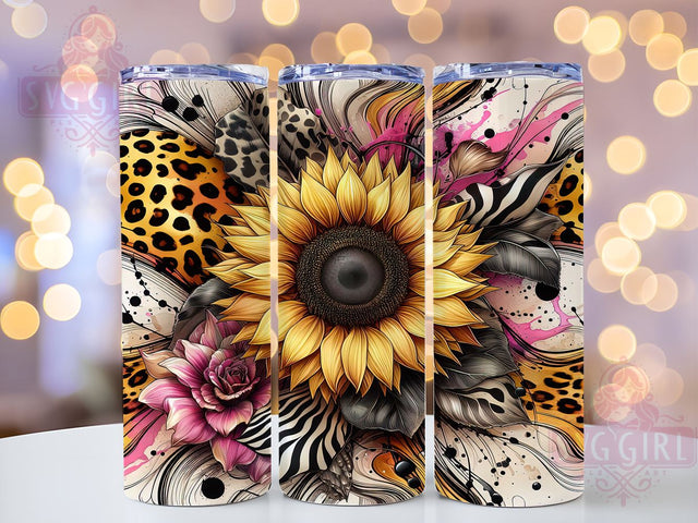 Sunflower Cow Print 20oz Tumbler Wrap Sublimation Design, Straight Tapered Tumbler Wrap, Western Mama Tumbler Png, Instant Digital Download Sublimation SvggirlplusArt 