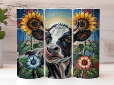 Sunflower Cow Rustic Fall Tumbler, Fall Farm Wrap, 20oz Sublimation, Autumn Cow Cup, Sunflower Mug Design, Rustic Fall Tumbler, Country Fall Drinkware Sublimation Lara' s Designs 