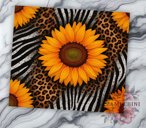 Sunflower Cow Tumbler, Leopard Print Drinkware, Western Style Tumbler, Farmhouse Decor Tumbler, Rustic Sublimation Design, Country Chic Tumbler, Unique Gift for Cow Lovers Sublimation Li Zamperini 