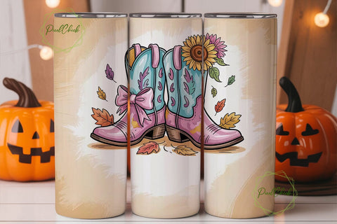 Sunflower Cowboy Boots 20oz Tumbler Wrap Sublimation PixelChick 