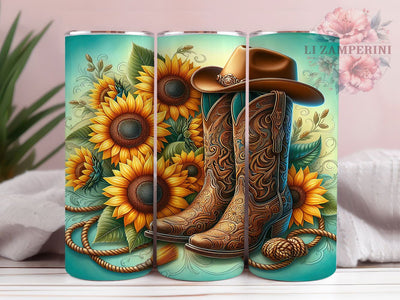 Sunflower Cowboy Boots Tumbler, Sunflower Tumbler Design, Western 20oz Wrap, Sublimation Design, Rustic Gift Idea, Stylish Boots Wrap, Country Sunflower Tumbler Sublimation Li Zamperini 