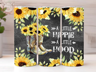 Sunflower Cowgirl Boots 20 oz Skinny Tumbler, Hippie Boots Tumbler Wrap Png, Digital, Digital Download PNG Sublimation Lara' s Designs 