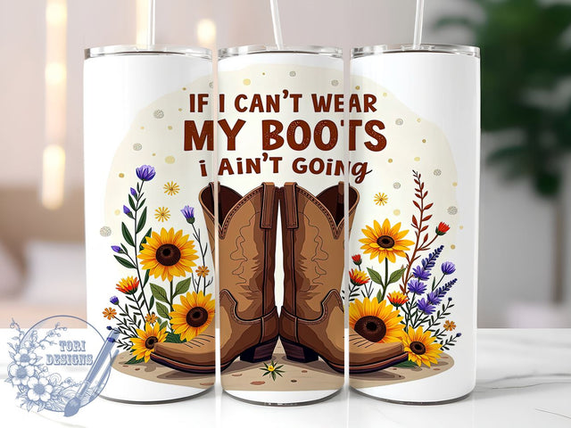 Sunflower Cowgirl Boots, Country Tumbler Wrap, 20oz Sublimation Design, Cowgirl Gift, Floral Drinkware, Digital Download, Rustic Decor Sublimation ToriDesigns 