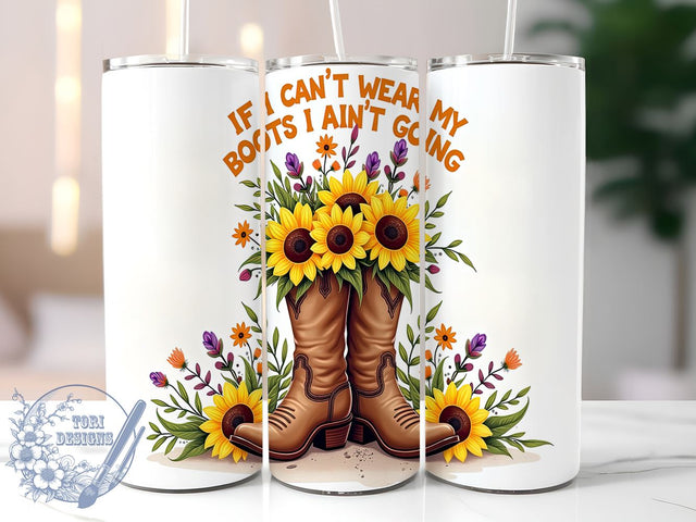 Sunflower Cowgirl Boots, Country Tumbler Wrap, 20oz Sublimation Design, Cowgirl Gift, Floral Drinkware, Digital Download, Rustic Decor Sublimation ToriDesigns 