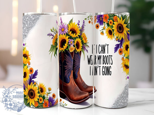 Sunflower Cowgirl Boots, Country Tumbler Wrap, 20oz Sublimation Design, Cowgirl Gift, Floral Drinkware, Digital Download, Rustic Decor Sublimation ToriDesigns 