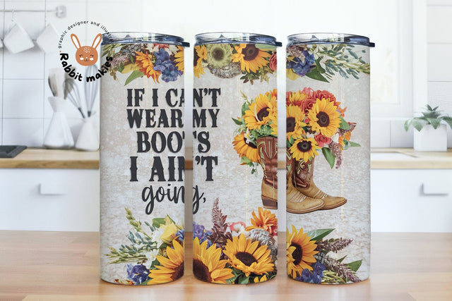Sunflower Cowgirl Boots Tumbler Wrap Country Tumbler Wrap Sublimation Rabbitmakies 