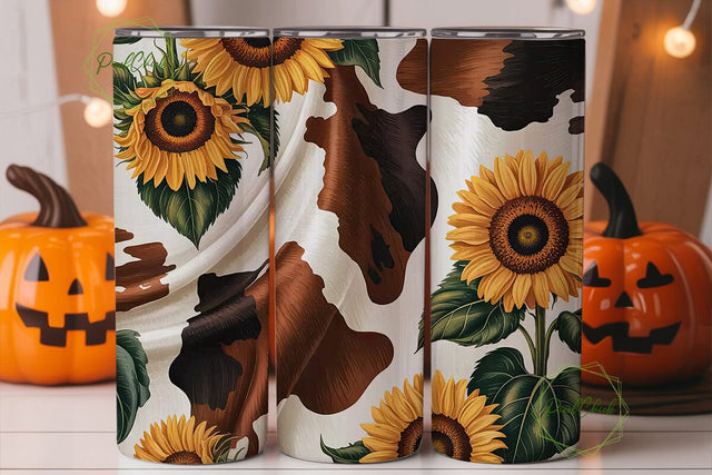 Sunflower Cowhide 20oz Tumbler Wrap Sublimation PixelChick 