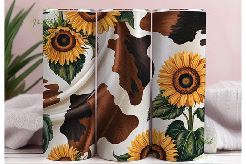 Sunflower Cowhide 20oz Tumbler Wrap Sublimation PixelChick 